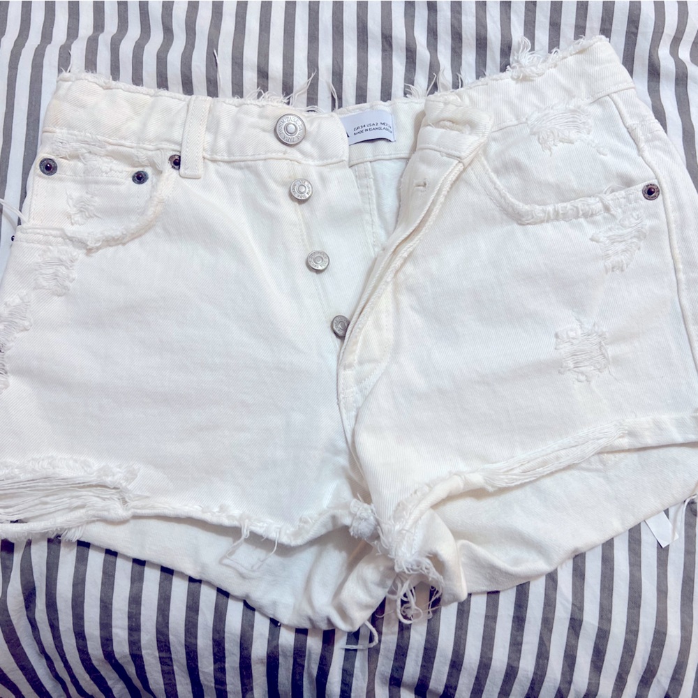 White Zara denim shorts